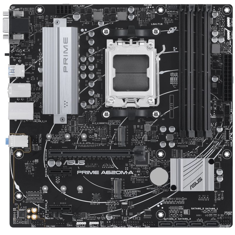 Материнская плата Asus PRIME A620M-A-CSM Socket AM5 AMD A620 4xDDR5 mATX AC`97 8ch(7.1) GbLAN RAID+V
