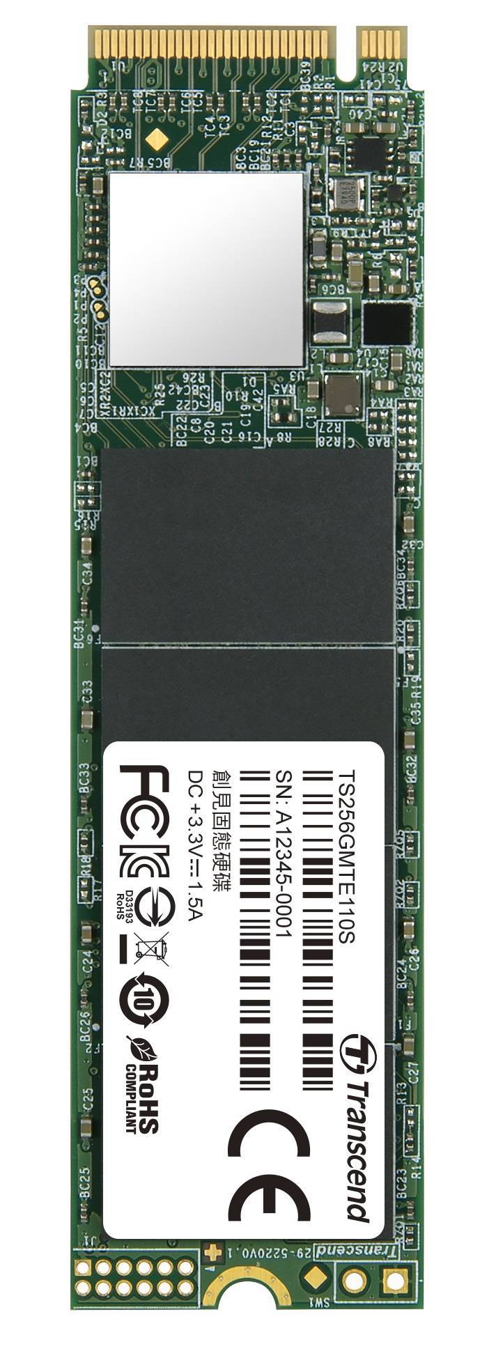 Накопитель SSD Transcend PCIe 3.0 x4 256GB TS256GMTE110S 110S M.2 2280 0.2 DWPD