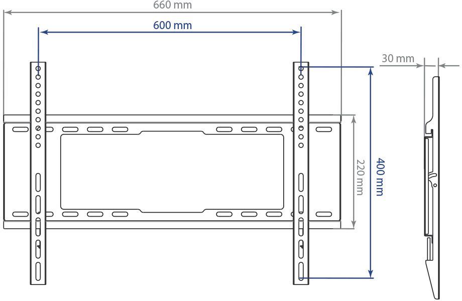 Кронштейн для телевизора Kromax IDEAL-101 черный 32"-90" макс.40кг настенный фиксированный