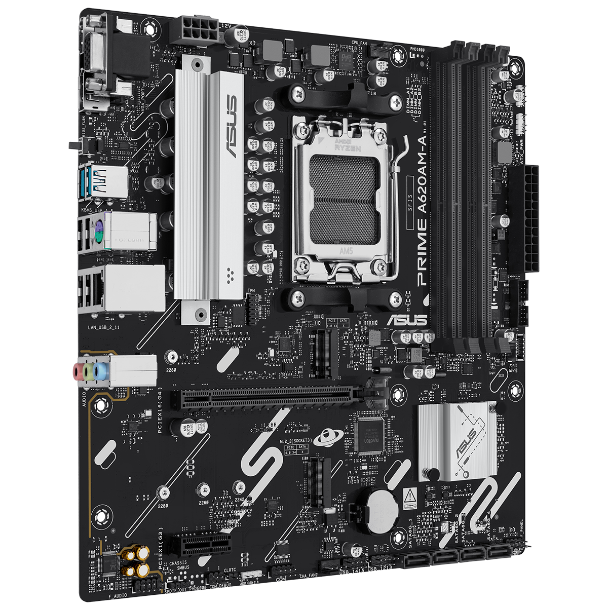 Материнская плата ASUS PRIME A620AM-A-CSM, AM5, A620A, 4*DDR5, 4*SATA, 2*M.2, 2*USB 3.2, 4*USB 2.0, 