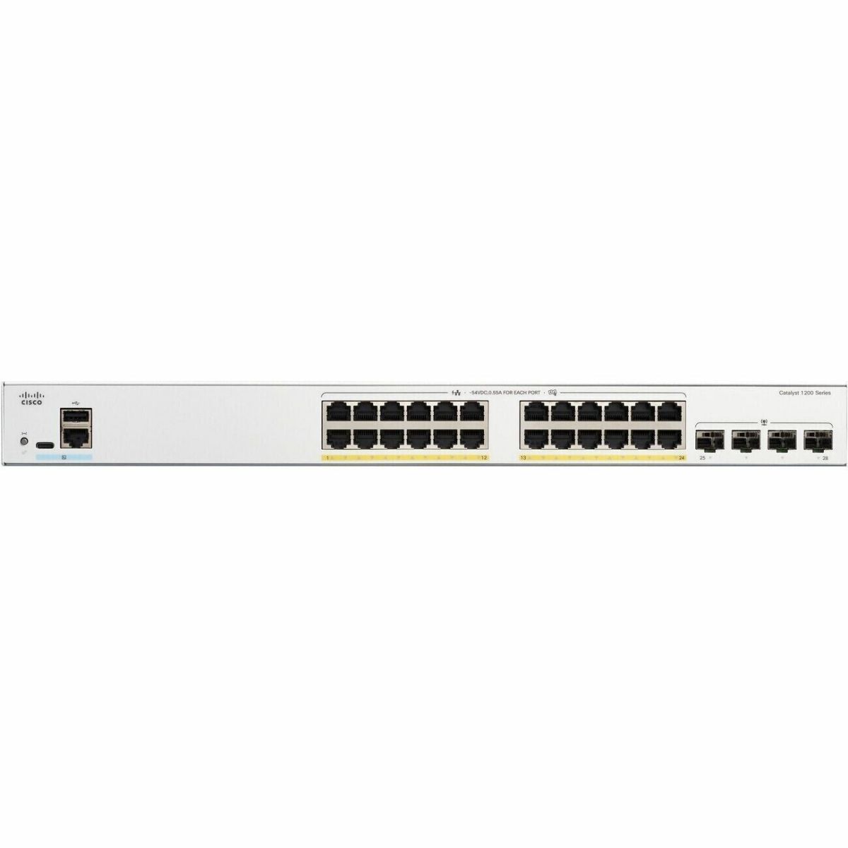 Коммутатор CISCO Catalyst 1200 24x10/100/1000 RJ-45 PoE+, 4x1G SFP+ uplinks, PoE+ 195W, Rack Mountin