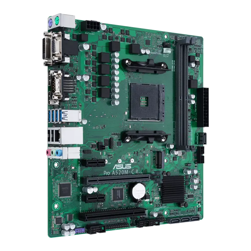 Материнская плата Asus PRO A520M-C II/CSM Soc-AM4 AMD A520 2xDDR4 mATX AC`97 8ch(7.1) GbLAN RAID+VGA