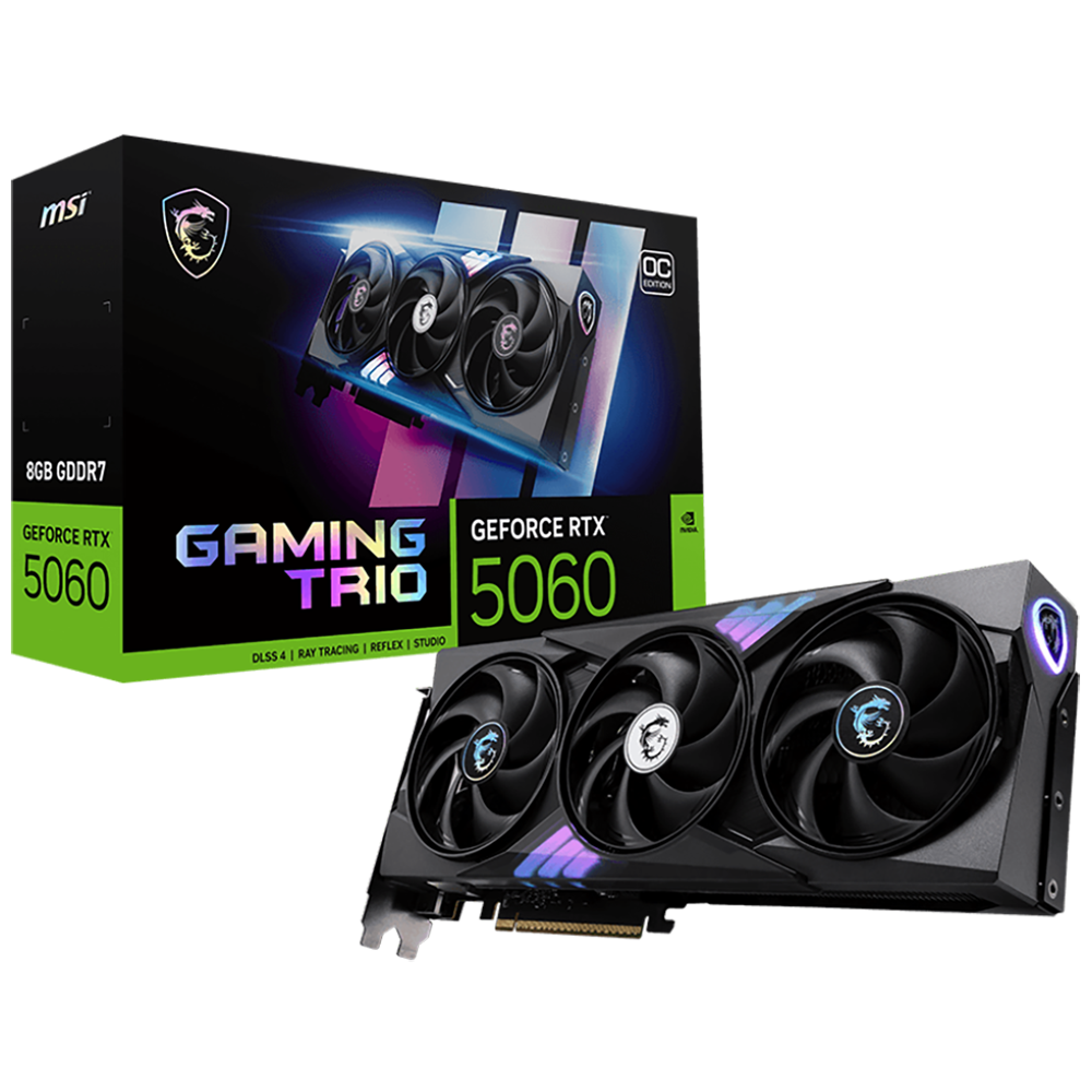 Видеокарта MSI PCI-E 5.0 RTX 5060 8G GAMING TRIO OC NVIDIA GeForce RTX 5060 8Gb 128bit GDDR7 2625/28