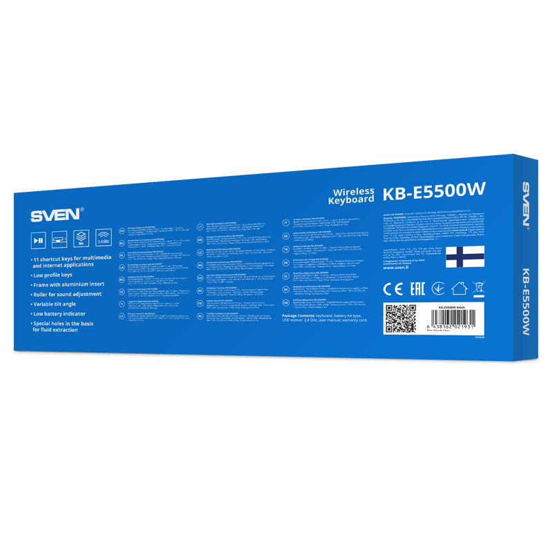 Клавиатура Wireless Sven KB-E5500W 2,4 GHz, 115кл.