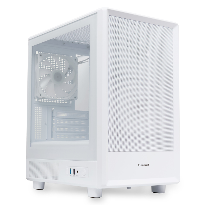 Корпус HSPD M310, Mesh Mini-tower, White, TG, 0.4 SPCC, 3x120mm ARGB mATX, mITX 180/280/160mm 1x2.5"