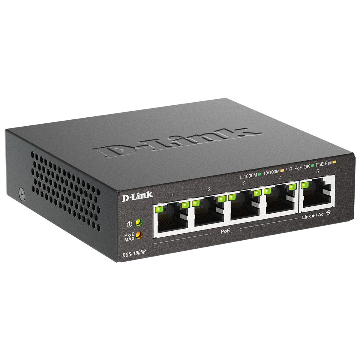 Коммутатор D-Link DGS-1005P DGS-1005P/B3A (L2) 5x1Гбит/с 4PoE 60W неуправляемый