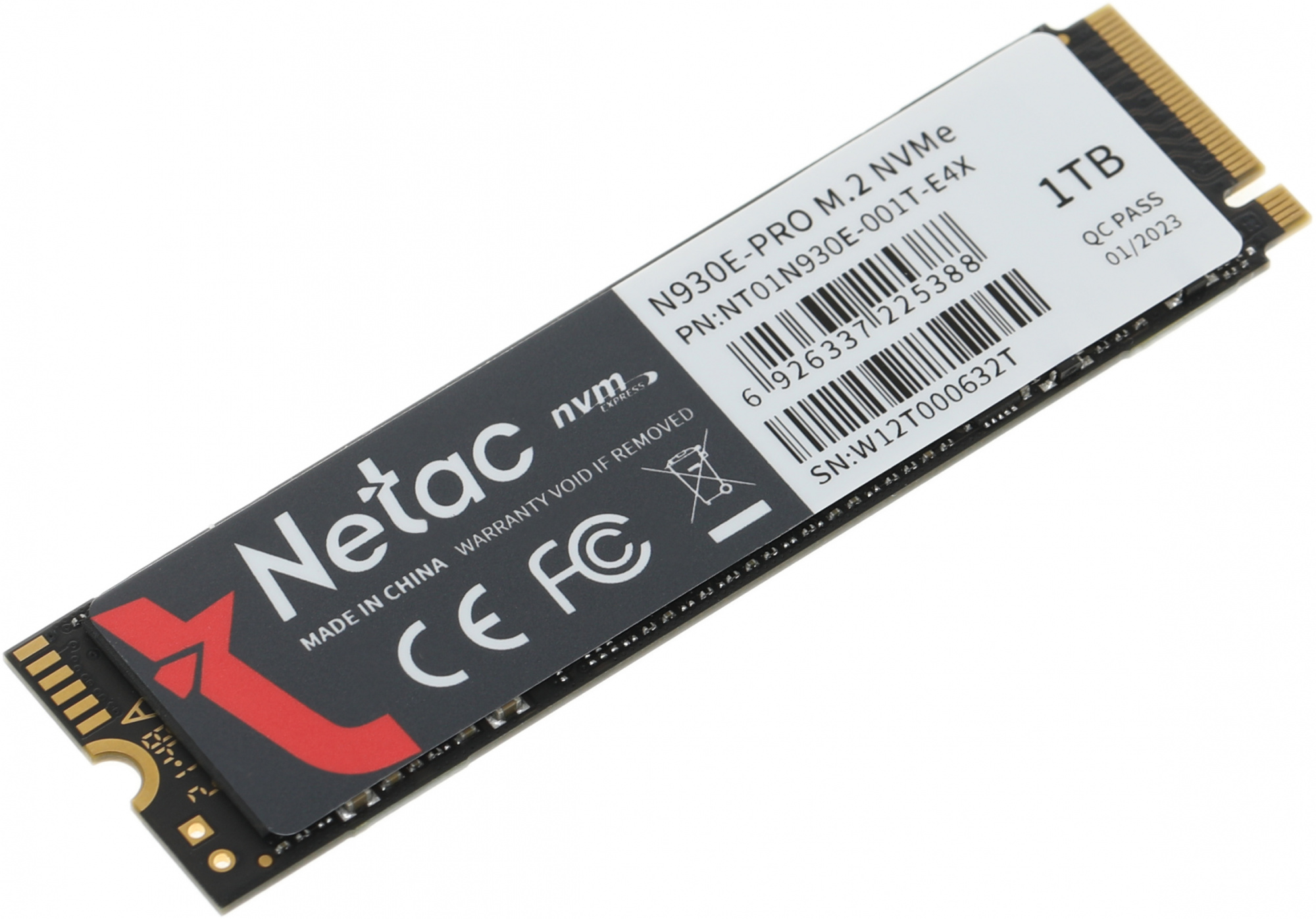 Накопитель SSD Netac PCIe 3.0 x4 1TB NT01N930E-001T-E4X N930E Pro M.2 2280