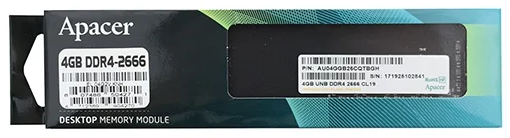 Оперативная память Apacer  DDR4  4GB  2666MHz DIMM (PC4-21300) CL17 1.2V (Retail) 512*8  3 years (AU