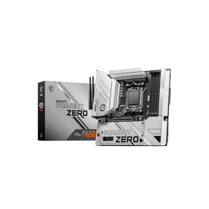 Материнская плата MSI B650M PROJECT ZERO B650, AM5, 4*DDR5, 1*PCIEx16, 1*PCIEx1, 2*M.2, 3*TypeC, 3*U