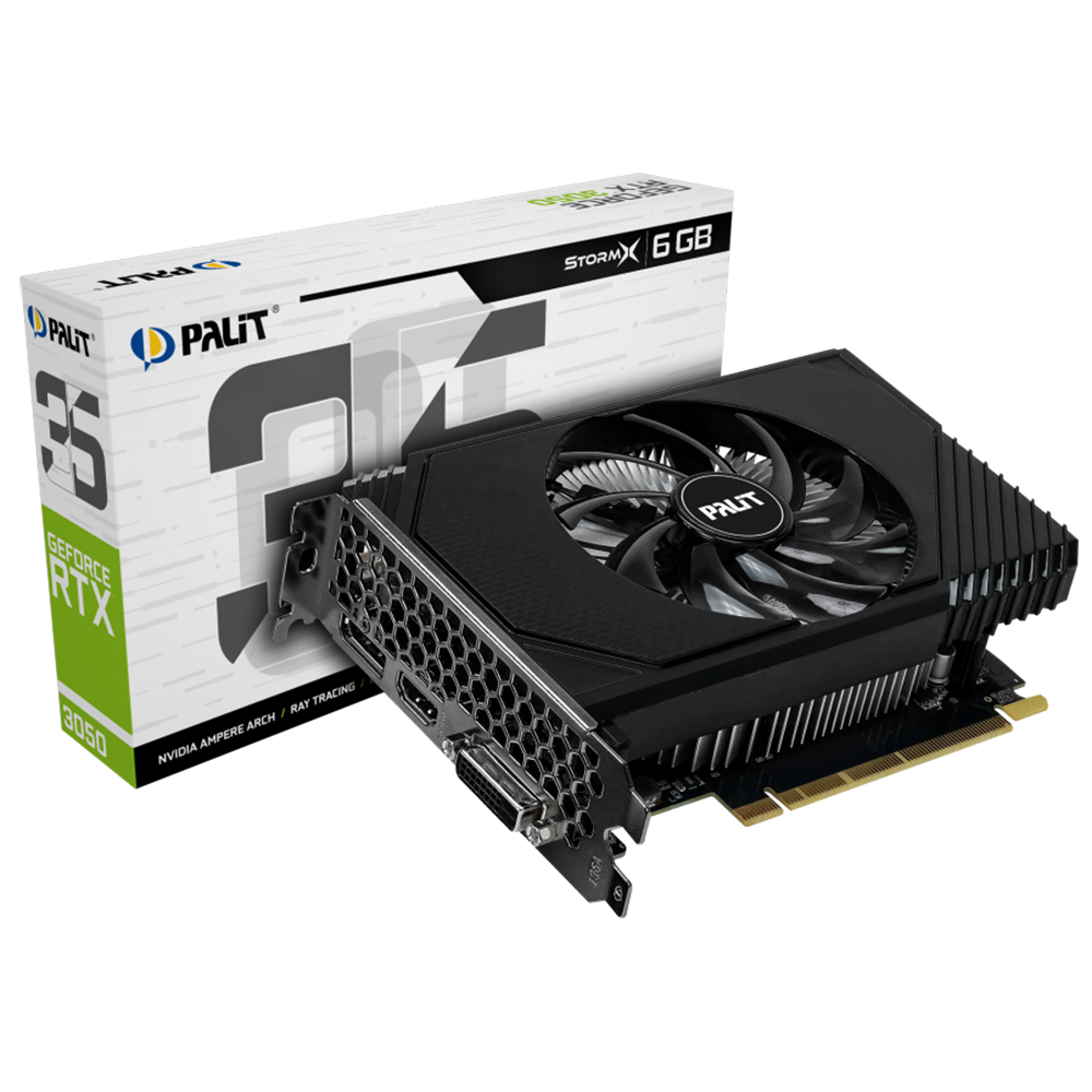 Видеокарта PALIT NE63050018JE-1072F RTX3050 STORMX 6GB GDDR6 96bit DVI HDMI DP