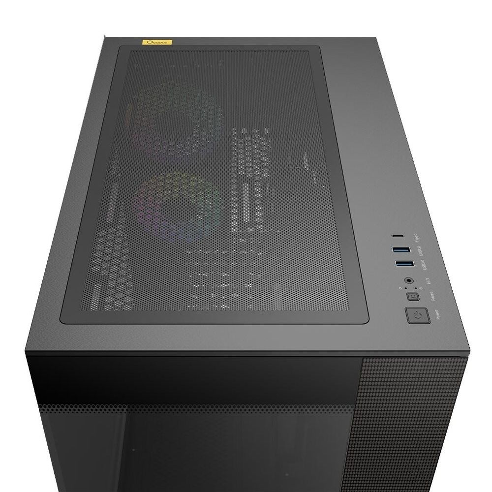 Корпус Ocypus Delta C74 BK ARGB, Midi-Tower, TG, 2x120mm ARGB, 2xUSB-A 3.0 + 1xUSB-C 3.1, ATX, mATX,