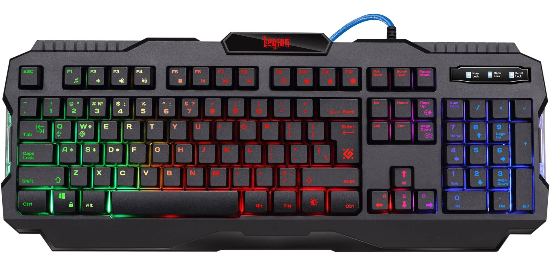Игровая клавиатура проводная Defender Legion GK-010DL RU,RGB подсветка,19 Anti-Ghost.