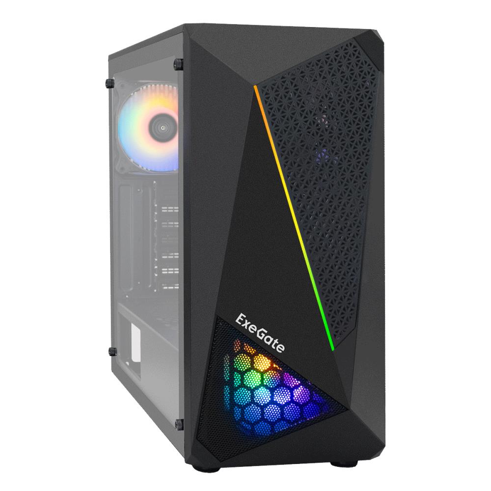 Exegate EX292858RUS Корпус Miditower ExeGate EVO-8225 (ATX, без БП, 2*USB+1*USB3.0, черный, 2 вент. 