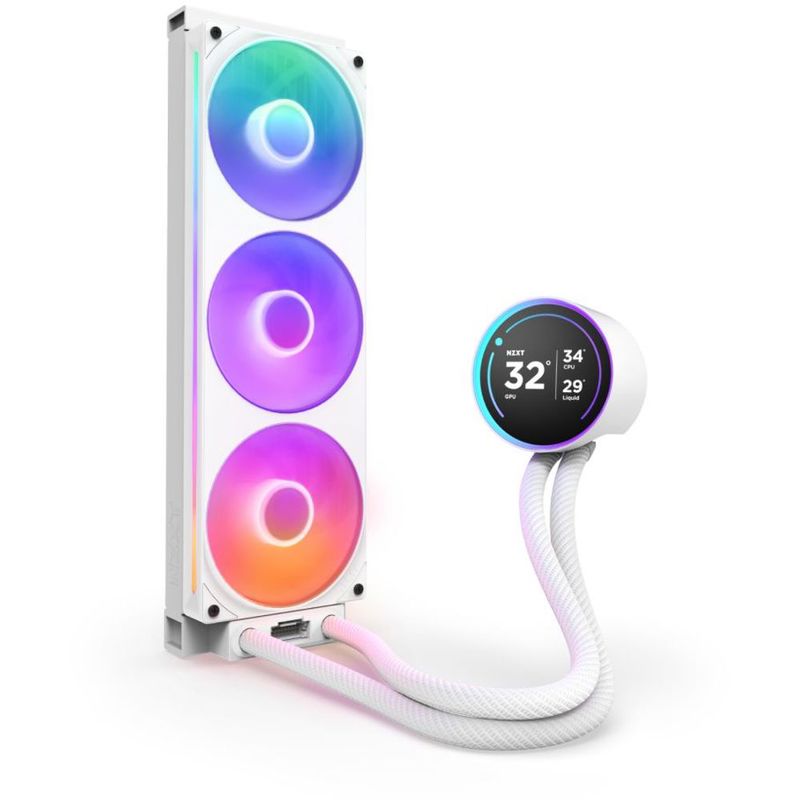 Система жидкостного охлаждения NZXT Kraken Elite 360 RGB (270W, 360mm, LED temp., White, RGB/ Fans: 