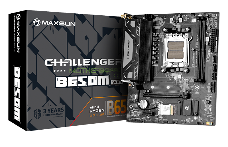 Материнская плата MAXSUN MS-Challenger B650M WIFI, AM5, B650, 2*DDR5, 3*SATA3, M.2, 4*USB 3.2, 2*USB