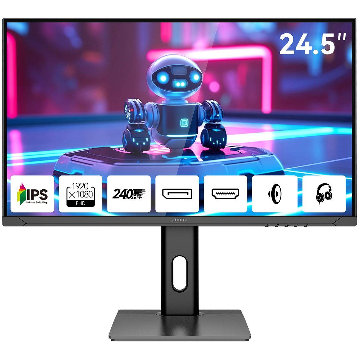Монитор 24.5" AIWA MD2510  IPS, 1920x1080, 240Hz, 1ms, 350сd/m, 1000:1, HDR | 2xHDMI(2.0), 2xDP