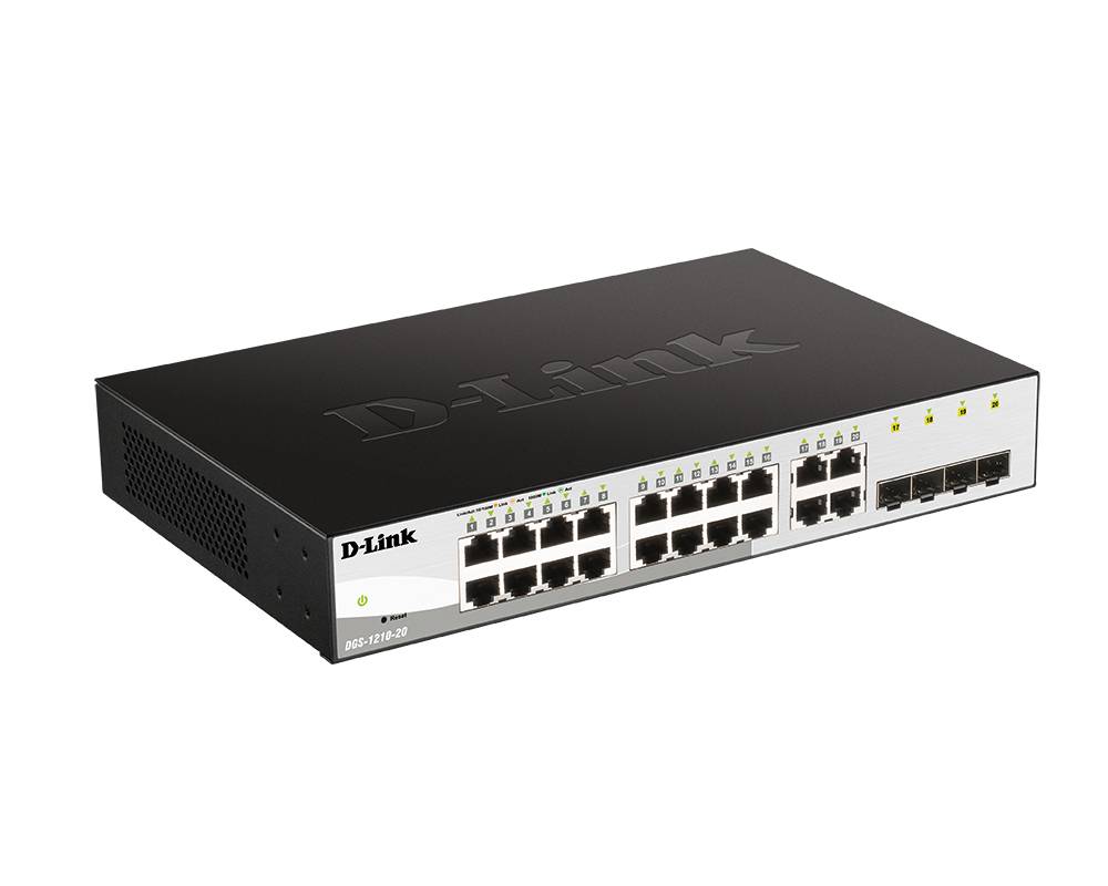 Коммутатор D-Link Настраиваемый L2 коммутатор, 16х1000Base-T, 4хCombo 1000Base-T/SFP, упрощенный инт