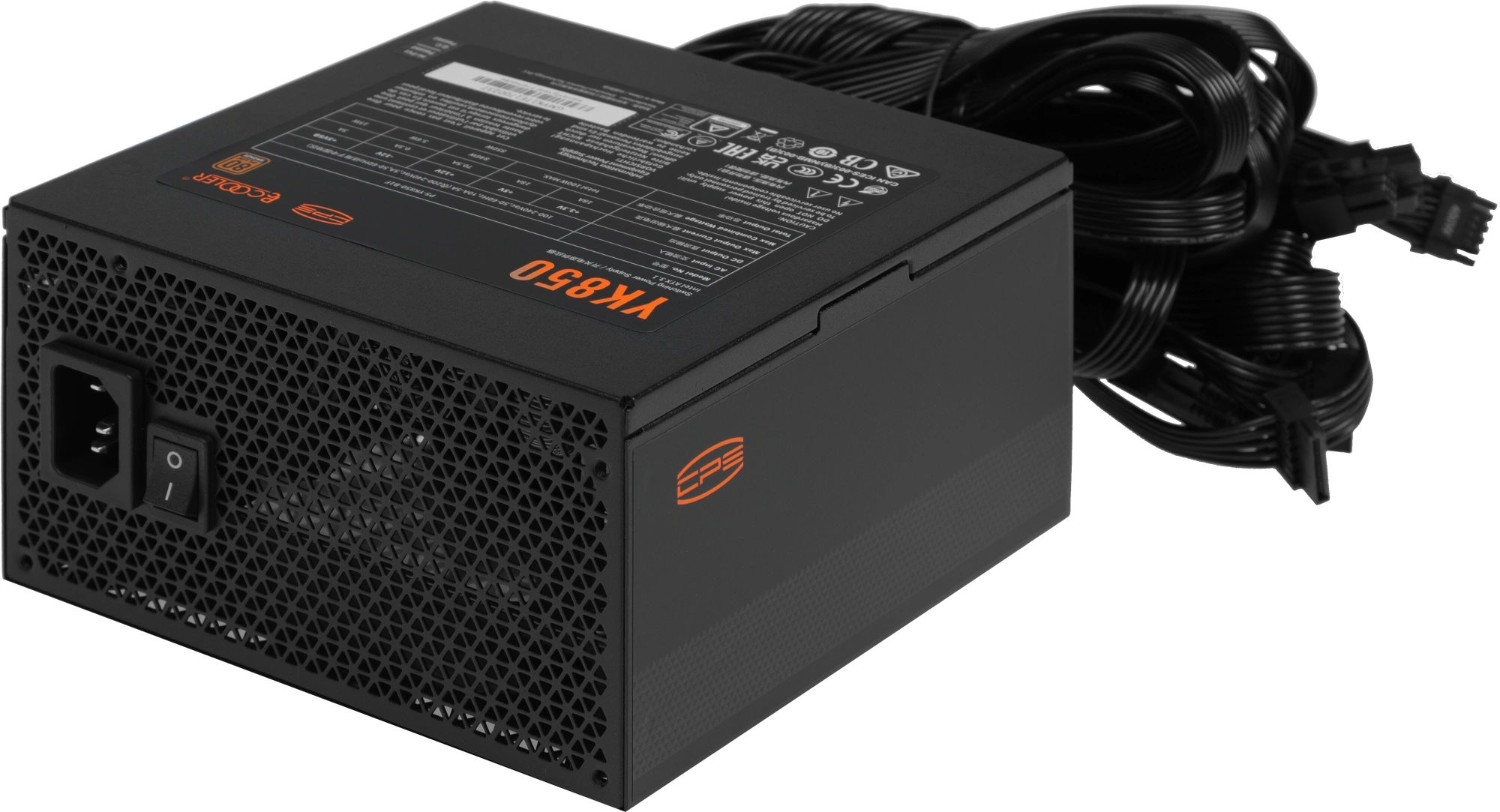 Блок питания PcCooler ATX 850W P5-YK850-B1F 80+ bronze (20+4pin) APFC 135mm fan 6xSATA RTL