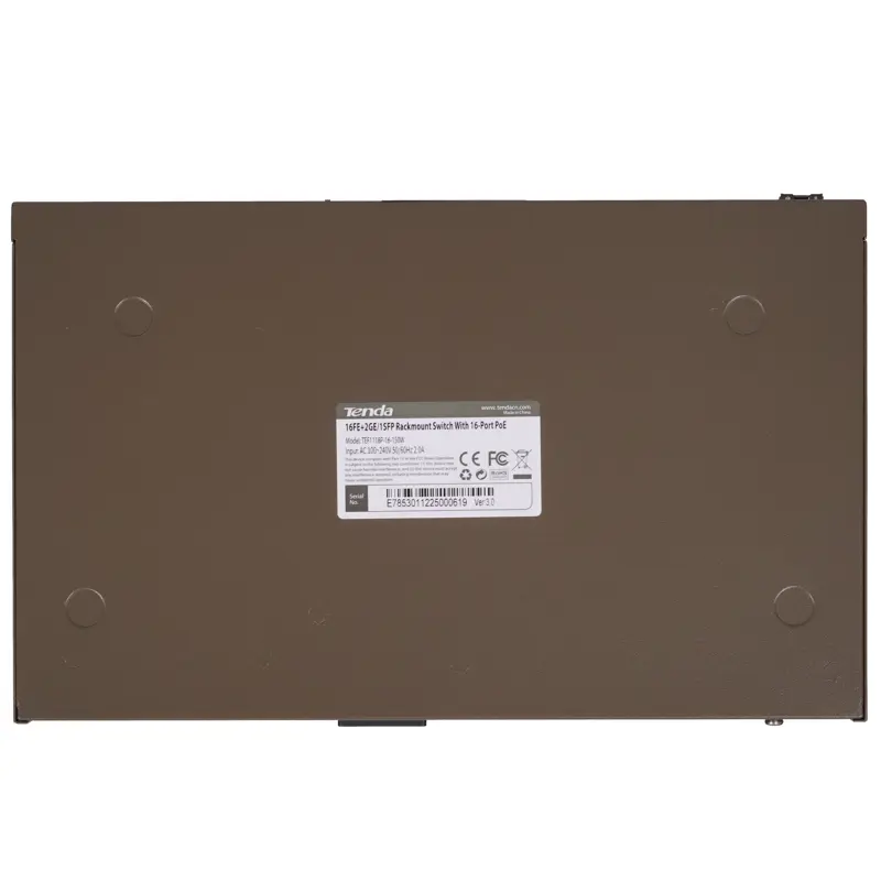 Коммутатор Tenda TEF1118P-16-150W (L2) 16x100Мбит/с 2x1Гбит/с 1SFP 16PoE 130W неуправляемый