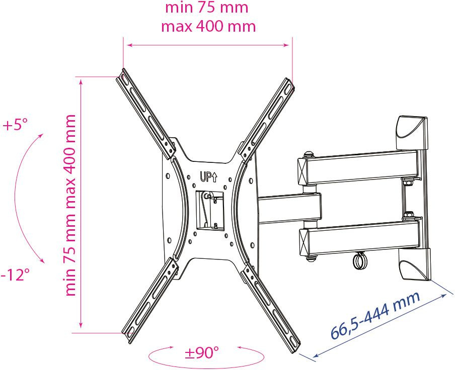 Кронштейн для телевизора Kromax OPTIMA-404 черный 15"-55" макс.35кг настенный поворотно-выдвижной и 