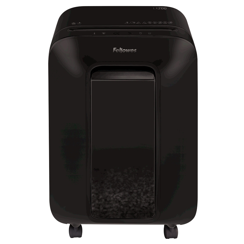 Шредер Fellowes PowerShred LX200 черный (секр.P-4) фрагменты 12лист. 22лтр. скрепки скобы пл.карты