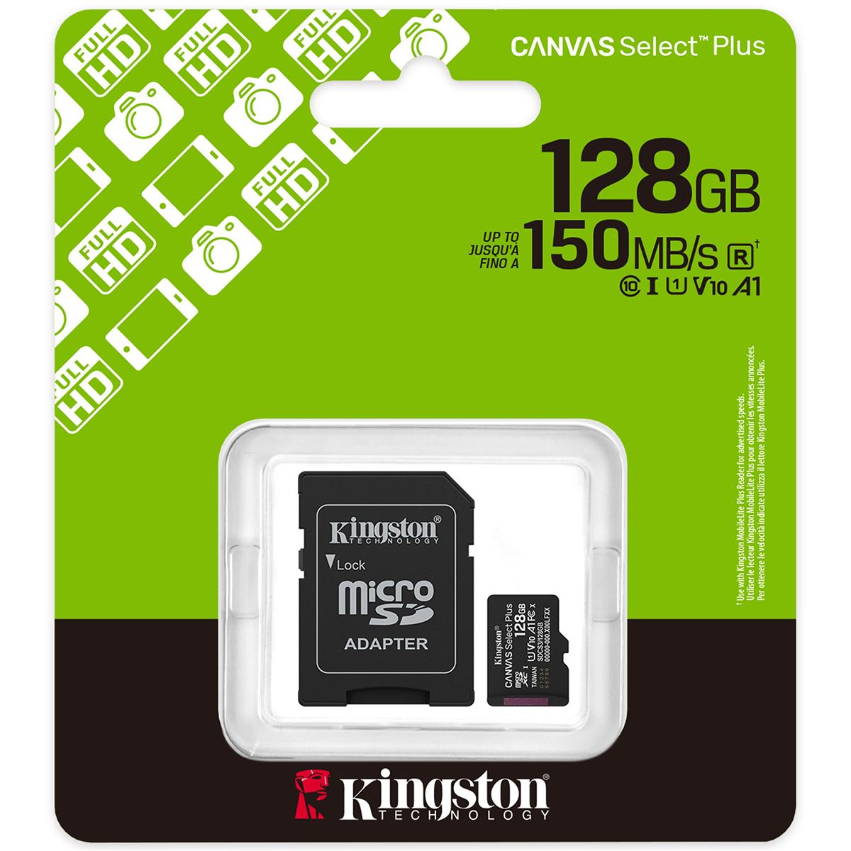 Флеш карта microSDXC 128GB Kingston SDCS3/128GB Canvas Select Plus V10 A1 + adapter