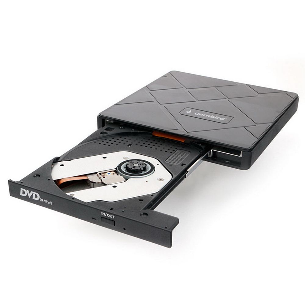 Внешний DVD-привод Gembird DVD-USB-04 USB 3.0 со встроенным кардридером и хабом пластик, черный (271