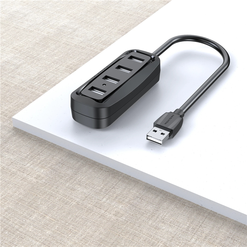 Концентратор Vention USB 2.0 на 4 порта Черный - 1м.