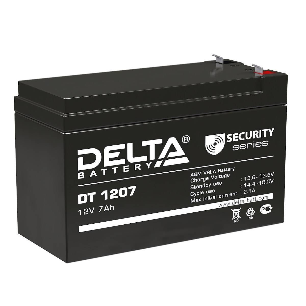 свинцово-кислотная аккумуляторная батарея Delta аккумуляторная батарея для ОПС DT 1207 (12 V/7.0 Ah)