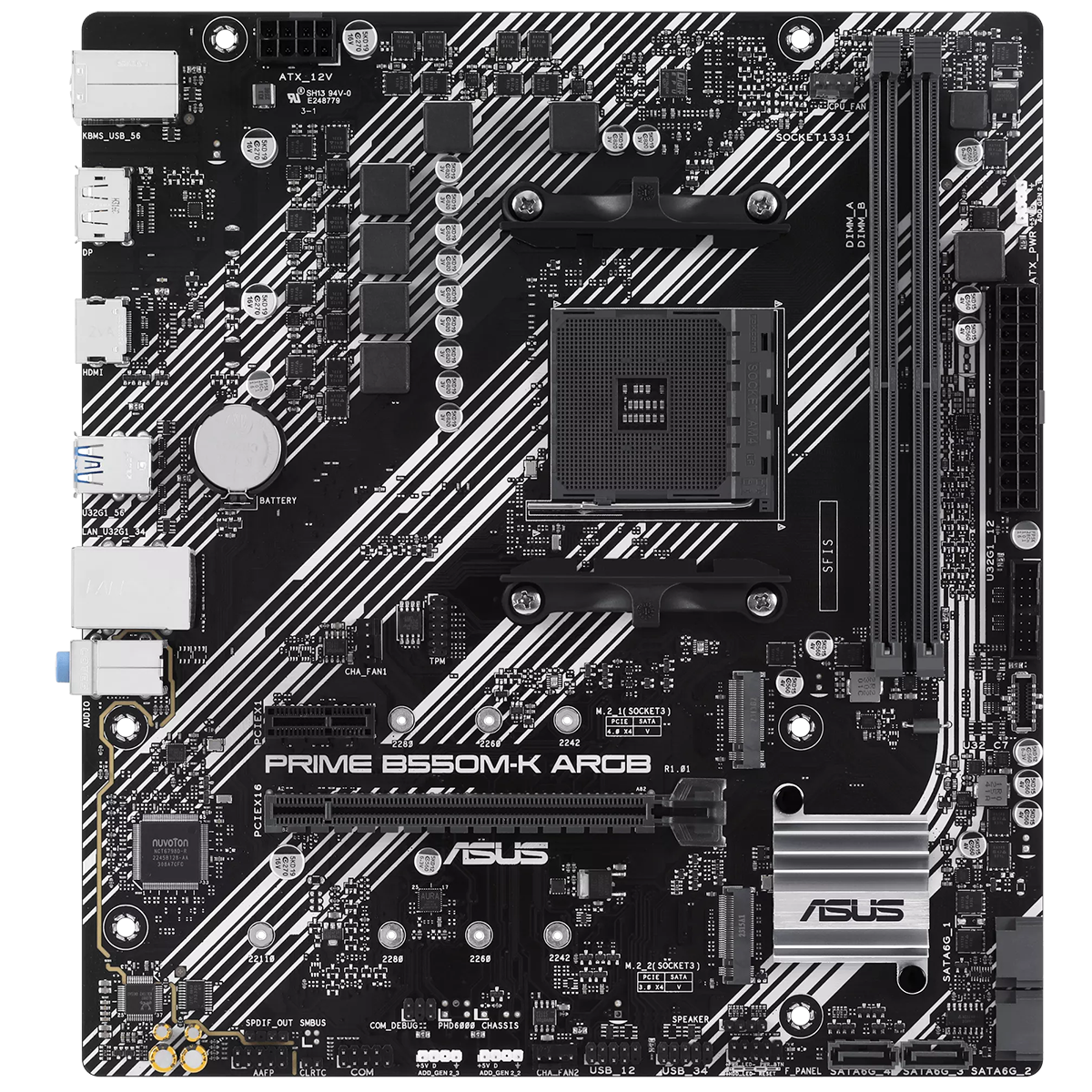 Материнская плата ASUS PRIME B550M-K ARGB AM4 mATX 2xDDR4 PCIEx16 PICEx1 2xM.2 DP HDMI GLAN