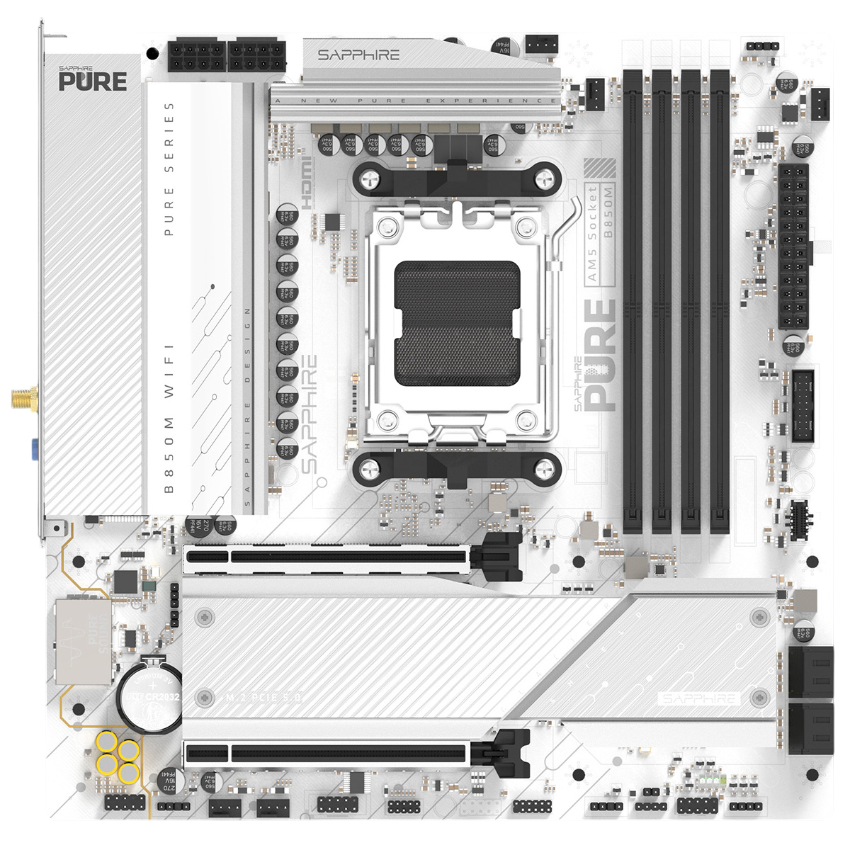 Материнская плата Sapphire B850M PURE WIFI B850, AM5, 4*DDR5, 2*PCIEx16, 2*M.2, 2*TypeC, 3*USB3.2Gen