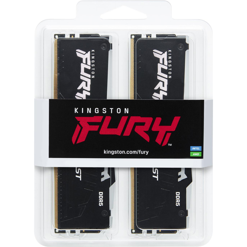 Память оперативная Kingston 64GB 6000MT/s DDR5 CL40 DIMM (Kit of 4) FURY Beast RGB XMP