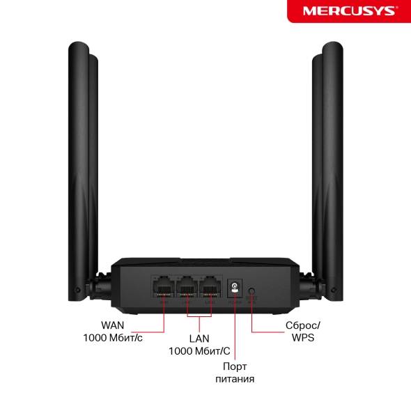 Роутер беспроводной Mercusys MR62X AX1500 10/100/1000BASE-TX черный