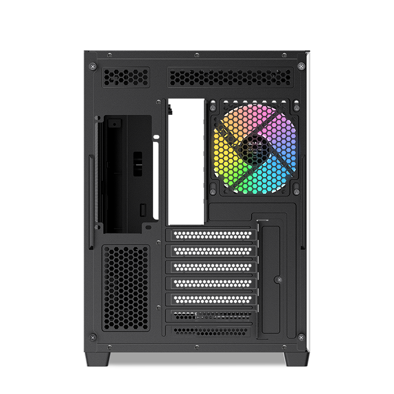 Корпус SAMA V60 Black, Midi-Tower, TG, 7x120mm ARGB, 2xUSB 3.0 + 1xUSB 3.1 Type-C, ATX, mATX, mITX B