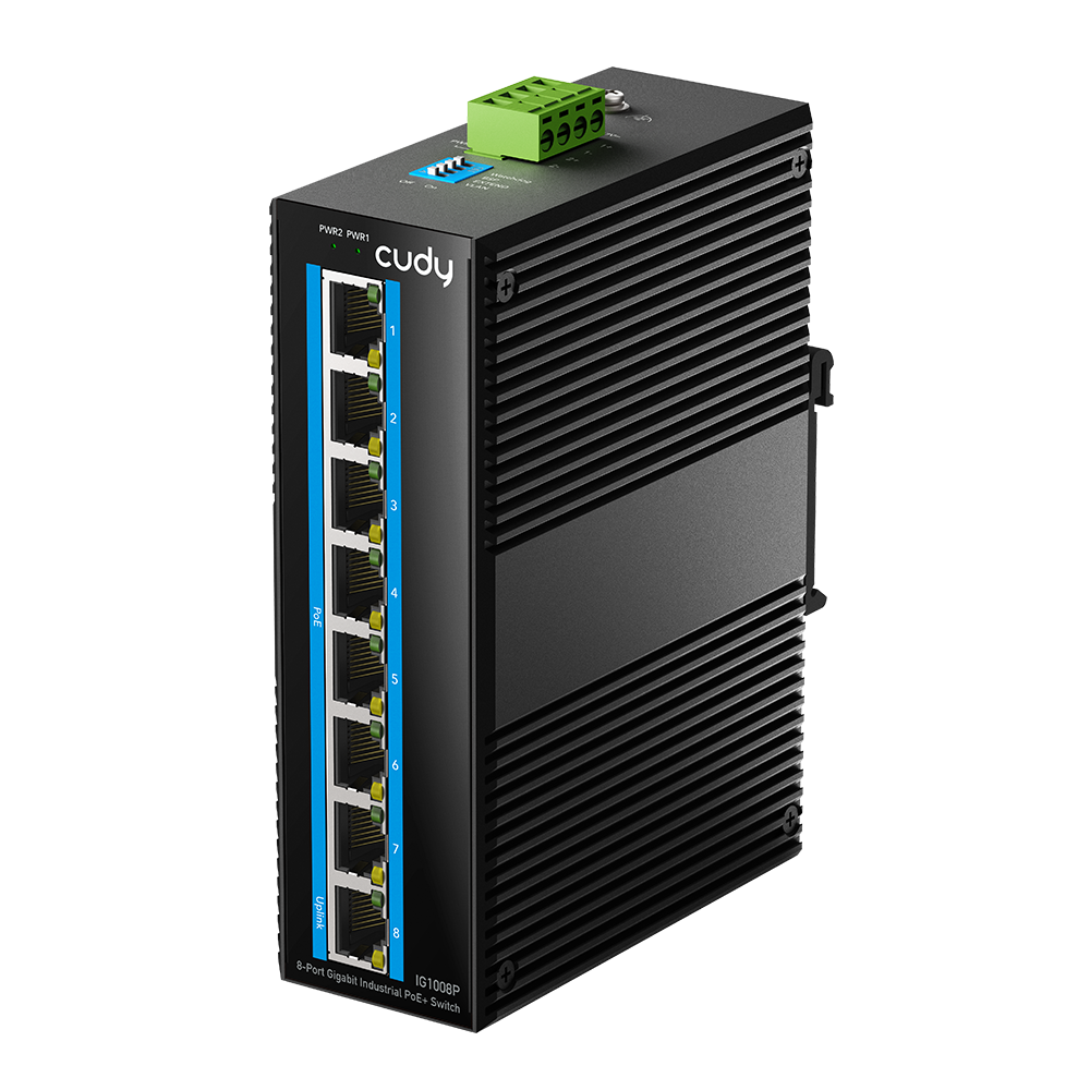 Коммутатор CUDY 8-Port Gigabit Industrial PoE Switch 8-Port Aluminum Industrial PoE Switch, 1000Mbps