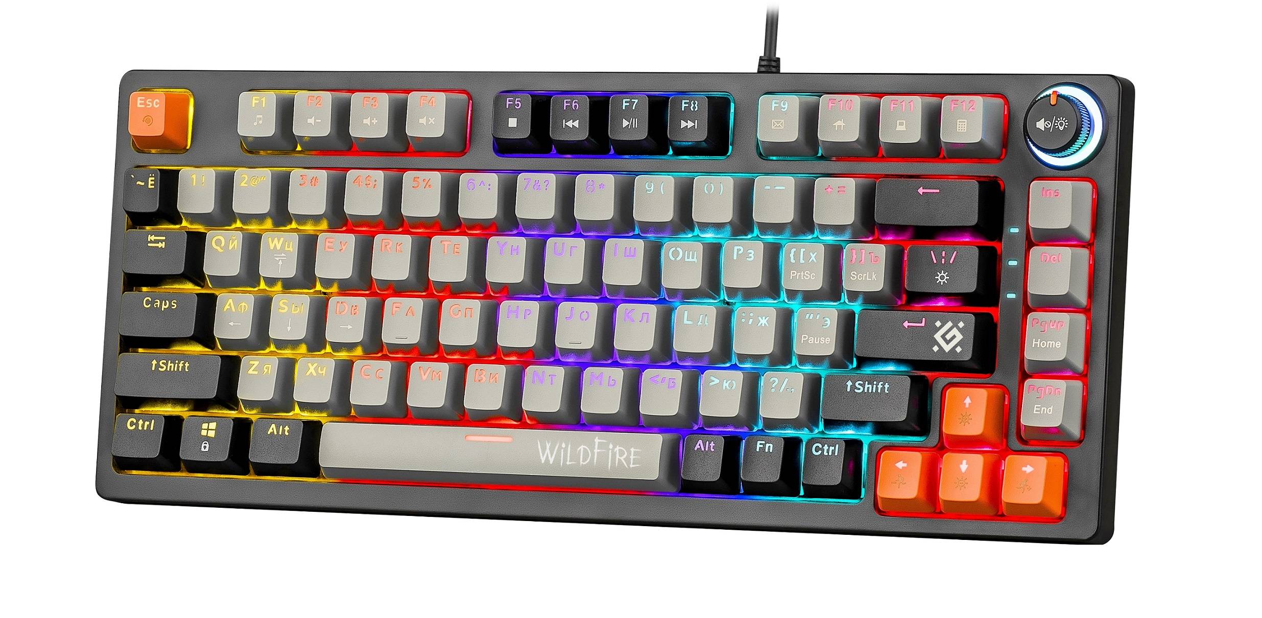 Клавиатура Defender Wildfire GK-213 механическая серый/черный USB Multimedia for gamer LED (45214) к