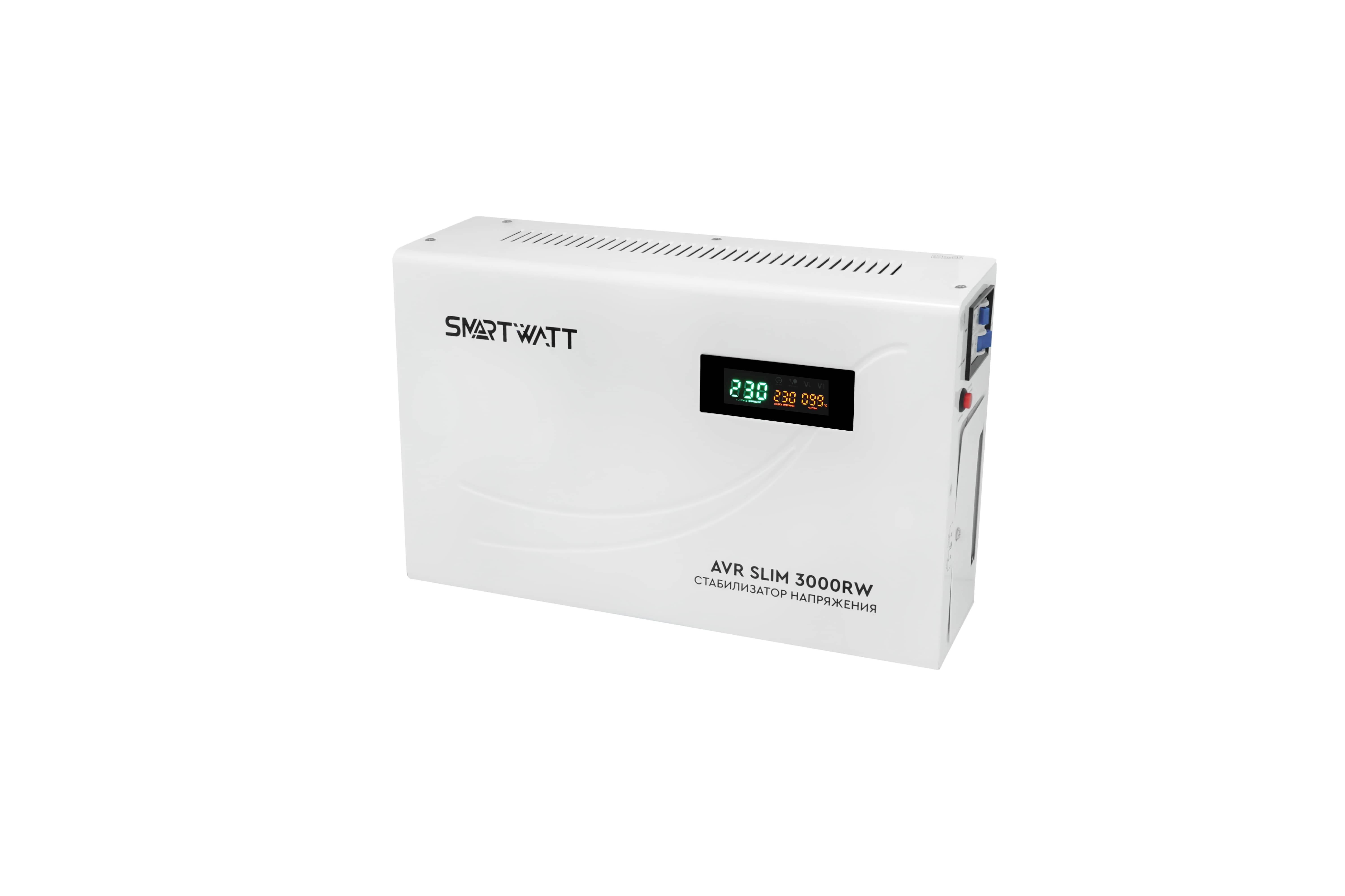 Настенный стабилизатор напряжения SMARTWATT AVR SLIM 3000RW (100W - 260W, 3000VA, 3 кВт, 50 Гц, LED-