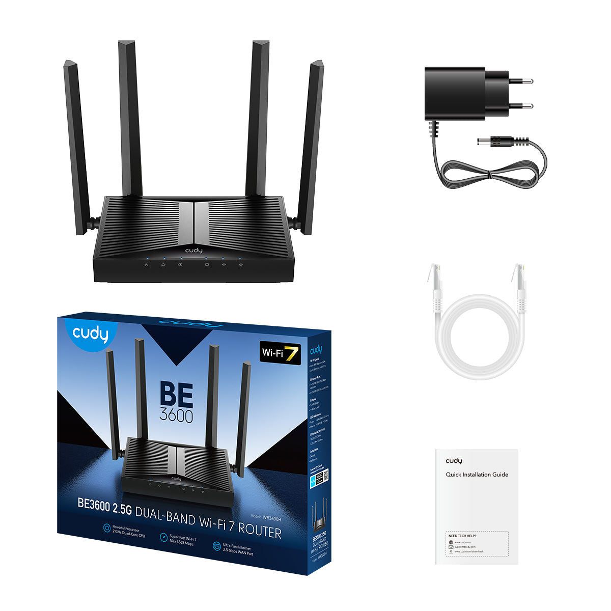 Роутер беспроводной Cudy WR3600H BE3600 100/1000/2500BASE-T черный