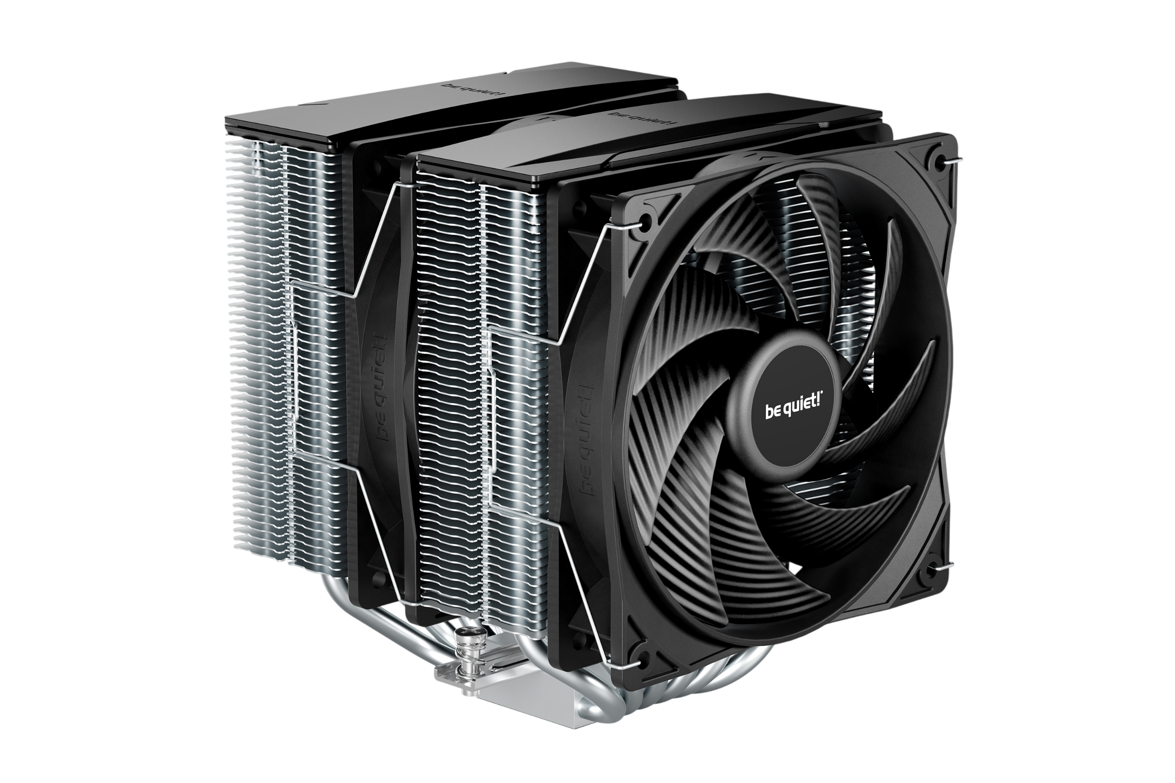 Кулер для процессора/ CPU Cooler be quiet! PURE ROCK PRO 3 (250W, 4-pin PWM, 155mm, Al/Cu, 6x6mm, 2x120mm, 59.6CFM, 34.8dBA, 2000RPM, S: 1851/1700/1200/115X, AM5/AM4, black/silver)