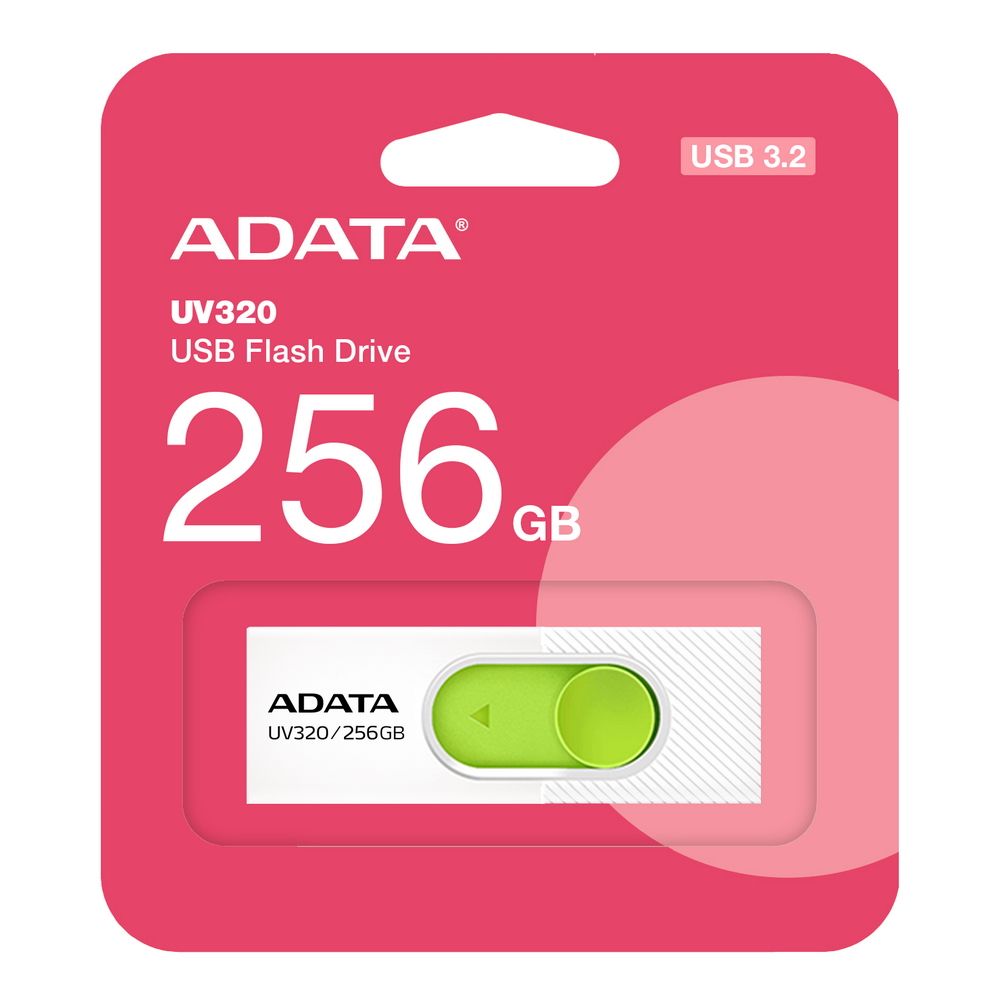 Флеш Диск A-Data 256GB UV320 AUV320-256G-RWHGN USB3.2 белый/зеленый