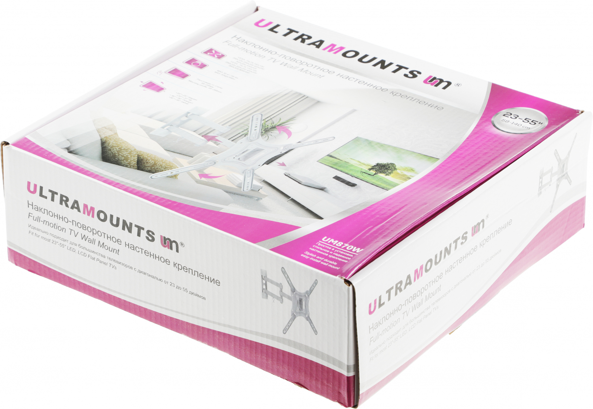 Кронштейн для телевизора Ultramounts UM870W белый 23"-55" макс.30кг настенный поворот и наклон