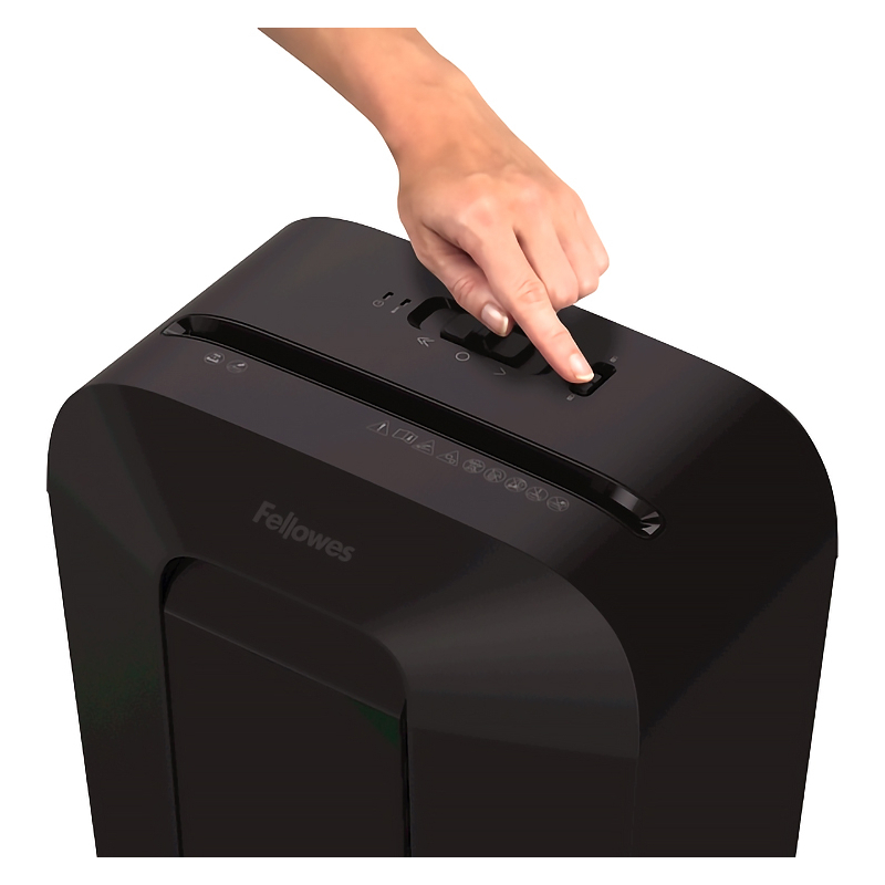 Шредер Fellowes PowerShred LX41 черный (секр.P-4) фрагменты 8лист. 17лтр. скрепки скобы пл.карты
