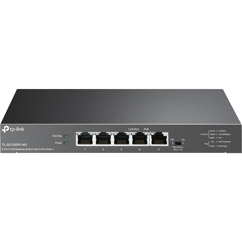 TL-SG105PP-M2 Настольный коммутатор с 5 портами 2,5 Гбит/с (4 порта PoE++)