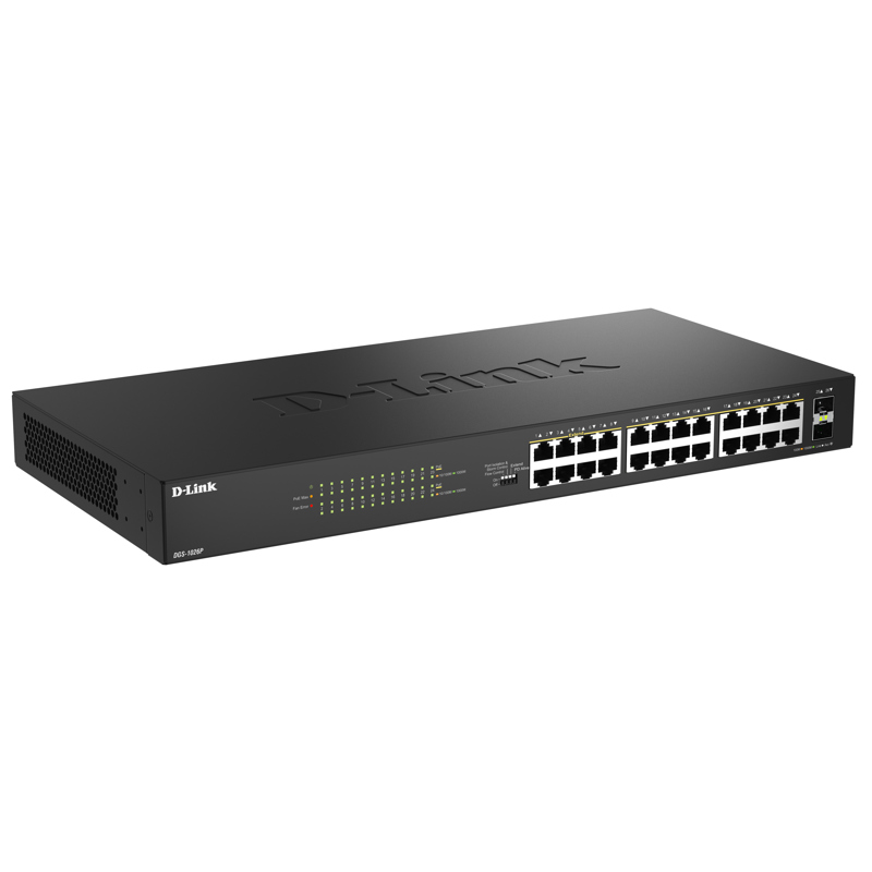 Коммутатор D-Link DGS-1026P DGS-1026P/A1A 24x1Гбит/с 2SFP 240W неуправляемый