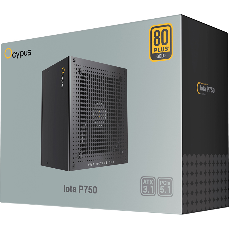 Блок питания Ocypus Iota P750, Model P750-GF, 750W 80+ Gold (ATX, 3.1, Full modular, 1x24(20+4)pin, 
