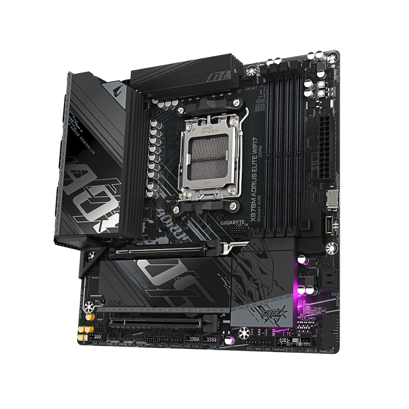 Материнская плата Gigabyte X870M A ELITE WF7 Socket AM5 AMD X870 4xDDR5 mATX AC`97 8ch(7.1) 2.5Gg RA
