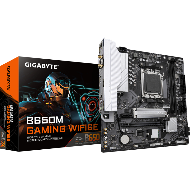 Материнская плата Gigabyte B650M GAMING WIFI6E Socket AM5 AMD B650 2xDDR5 mATX AC`97 8ch(7.1) 2.5Gg 