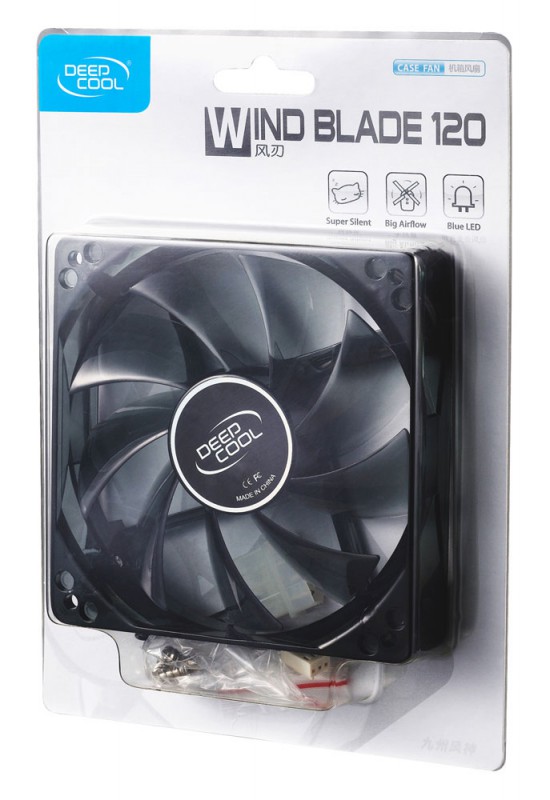 Вентилятор для корпуса Deepcool Wind Blade 120 LED 120х120x25 черный 3-pin 4-pin (Molex) 26дБ (DP-FL