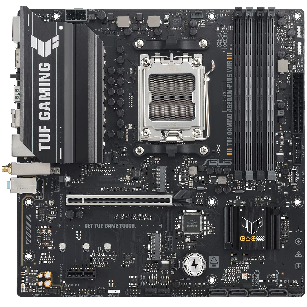 Материнская плата ASUS TUF GAMING A620AM-PLUS WIFI, AM5, A620A, 4*DDR5, 4*SATA, 2*M.2, 2*USB 3.2, 4*