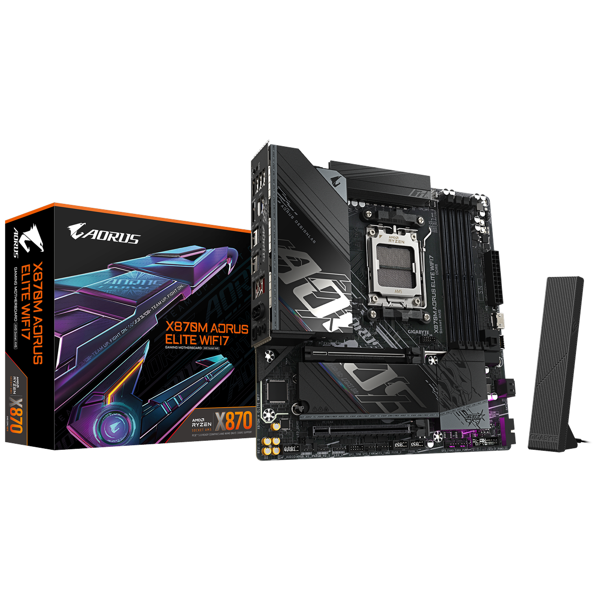 Материнская плата GIGABYTE X870M AORUS ELITE WIFI7, AM5, B850, 4*DDR5, 2*SATA, 2*M.2, 6*USB 3.2, 4*U